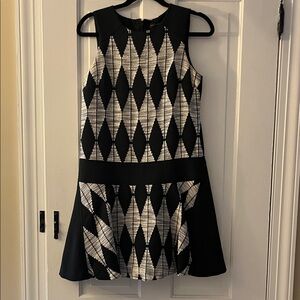 Banana Republic Black and Silver Geometric Sleeveless Mini Dress